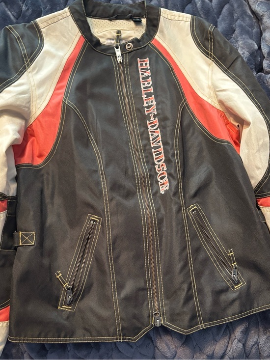 Harley-Davidson Jackets & Blazers - Harley-Davidson Black/peach and Cream  Motorcycle Jacket